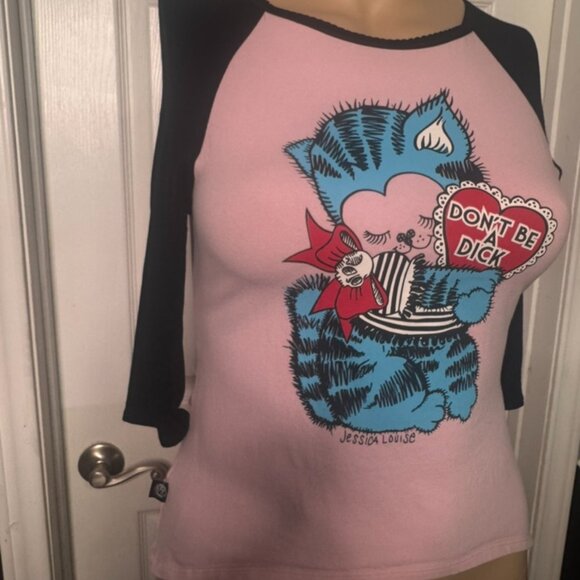 Jessica Louise 'Don't Be A Dick' Womens Raglan Tee - Picture 4 of 9